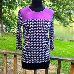 Kim Roger's Purple Quarter Length Blouse